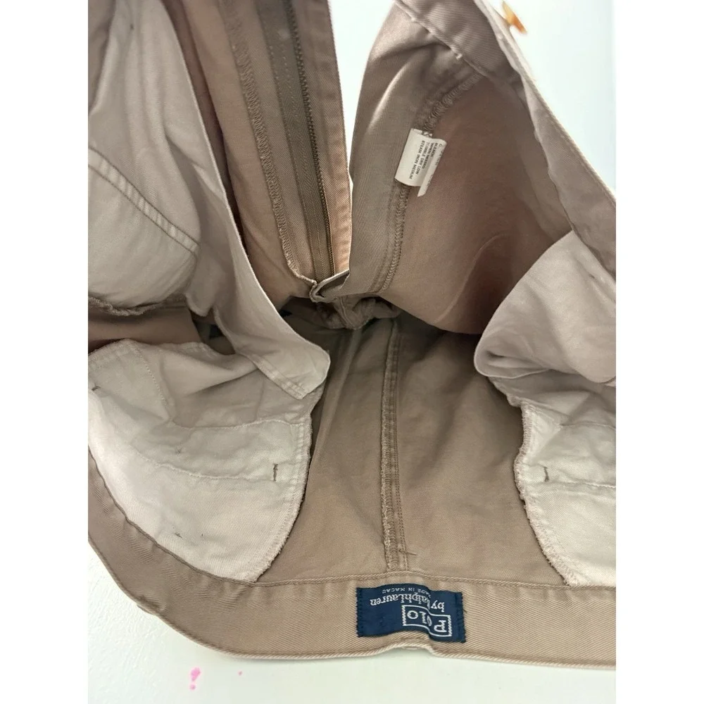 VTG Polo Ralph Lauren Pleated‎ Chino Pants Mens Fits 36x34 Brown Cotton relaxed